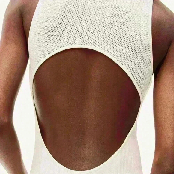 NWT H&M SS collection open back rib knitted dress in cream color - Picture 6 of 8